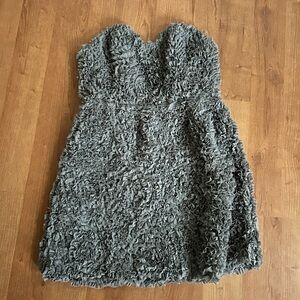 Gray Textured Strapless Dress